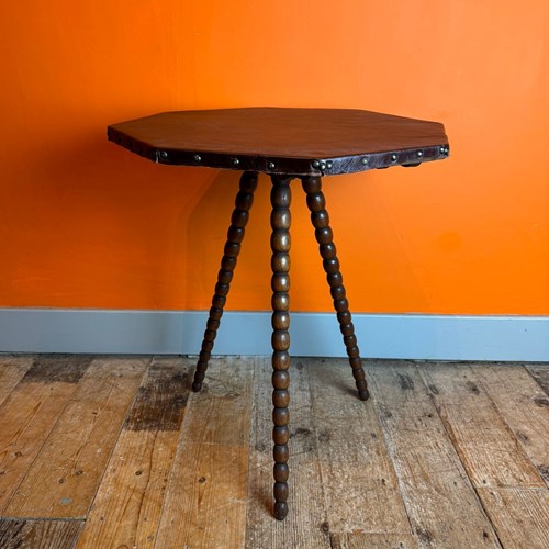 Antique Bobbin Carved Oak Tripod Table