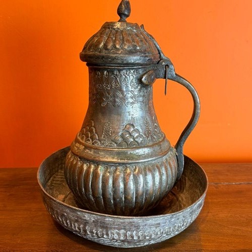 Persian Tinned Copper Water Jug & Bowl