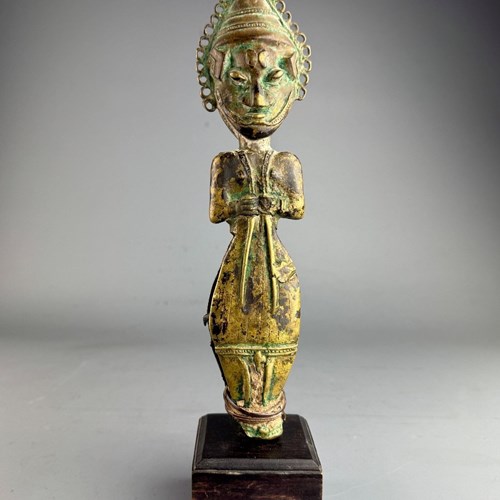 West African Yoruba Ogboni Edan Bronze Janus Figure, 19Th Century