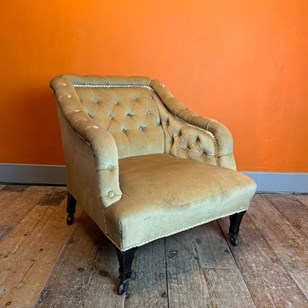 Antique Button Back Occasional Armc...