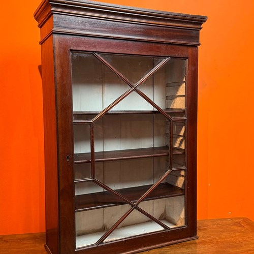 Antique Mahogany Wall Cabinet With Astragal Glazed Door