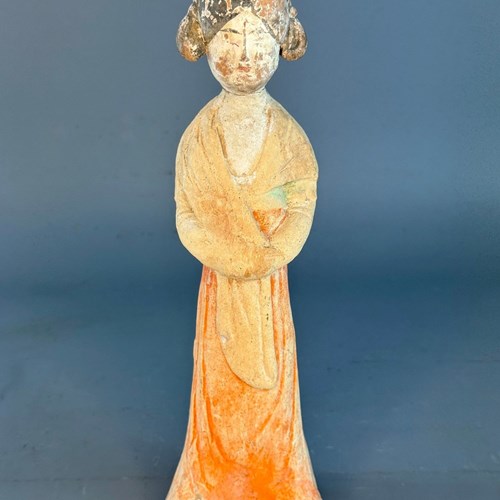Ancient Chinese Tang Dynasty Female Court Attendant Tomb Figure