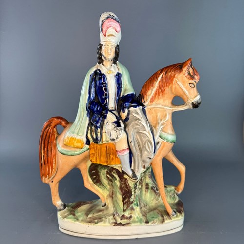 Large Victorian Staffordshire Scottish Figure On Horseback