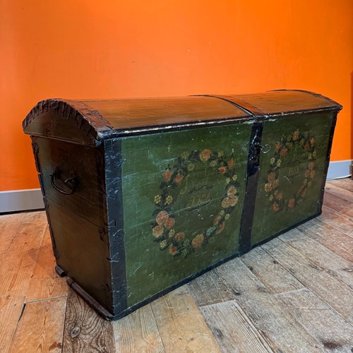 Early 19Th Century Swedish Painted Marriage Coffer