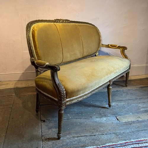 19Th Century French Giltwood Sofa In Louis XVI Style