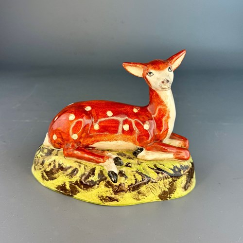 Staffordshire Model Of A Recumbent Deer Circa 1810 - 1820