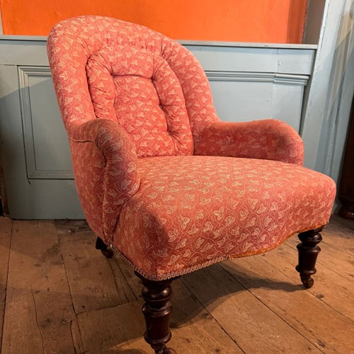 Victorian Iron Framed Button Back Armchair
