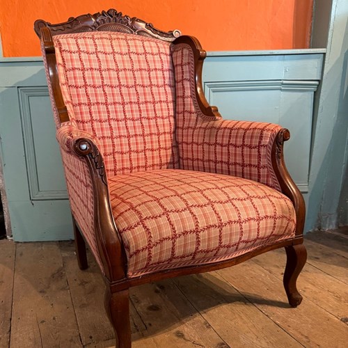 Vintage French Wingback Armchair In Louis XV Style