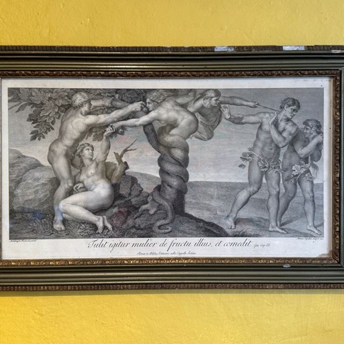 Antonio Capellan After Michelangelo Adam & Eve Engraving 1772