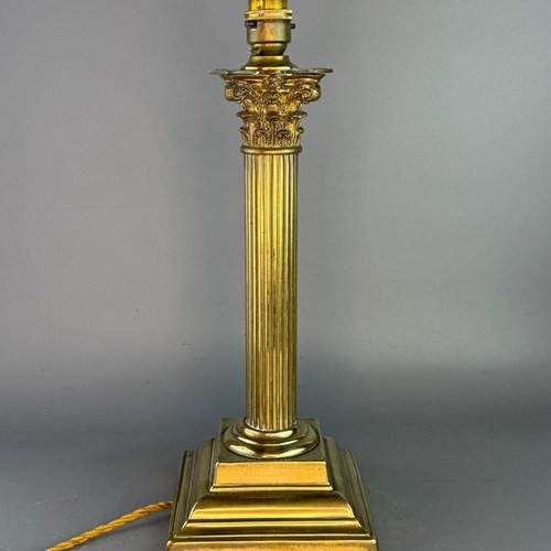 Antique Brass Corinthian Column Table Lamp