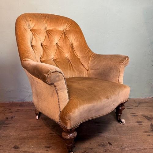 Victorian Button Back Armchair For Recovering