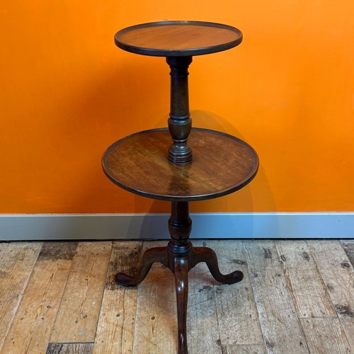 Edwardian Mahogany Two Tier Dumb Waiter On Triform Base