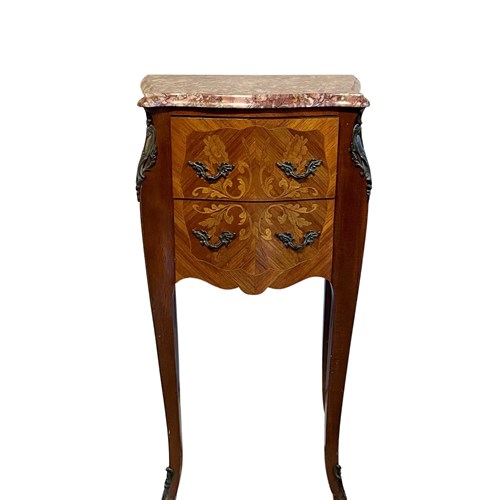 French Louis XV Revival Marquetry Bedside Chest