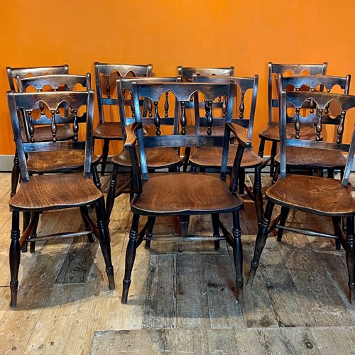 Composed Set Of Eleven West Country Kitchen Chairs