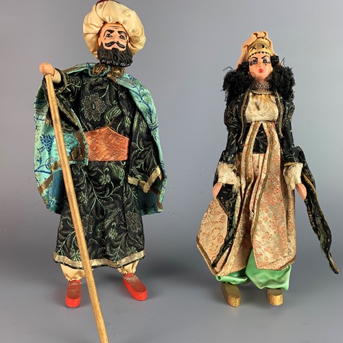 Pair of Vintage Elmassian Lebanese Costume Dolls