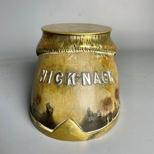 Victorian Brass & Silver Mounted Horse's Hoof Inkwell