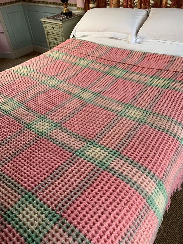 Vintage Welsh Pink & Green Wool Waffle Blanket-hand-of-glory-6491262f-0aae-4761-9878-071c0701e869-main-637740653041786246.jpeg