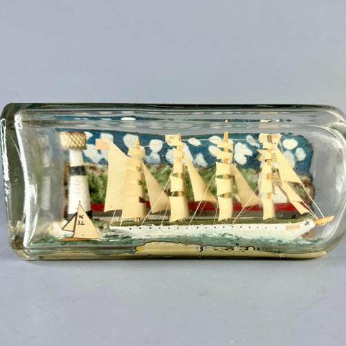 Vintage Folk Art Ship In A Bottle Diorama