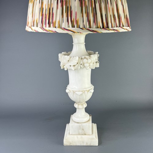 Vintage Carved Alabaster Urn Table Lamp