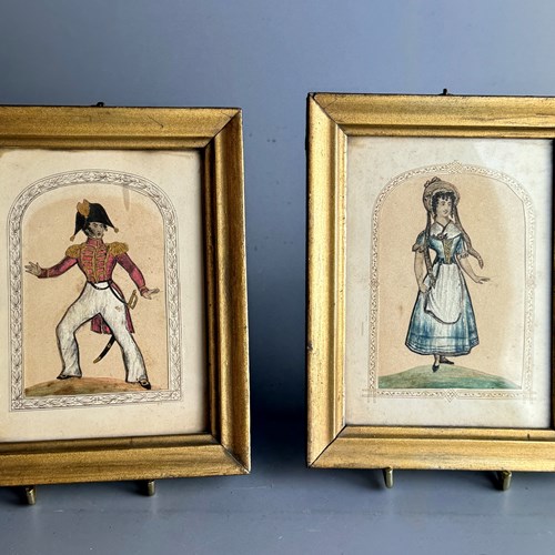 Pair Of Mid 19Th Century Theatrical Silkwork Pictures