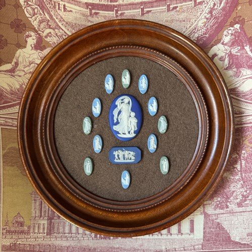 Framed Collection Of 14 Wedgwood Jasperware Cameos