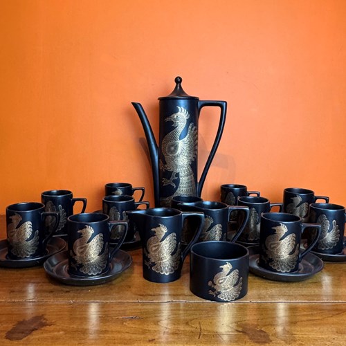 Portmeirion Black & Gold Phoenix 12 Place Coffee Service