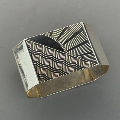 Art Deco Silver Sunburst Engraved Napkin Ring
