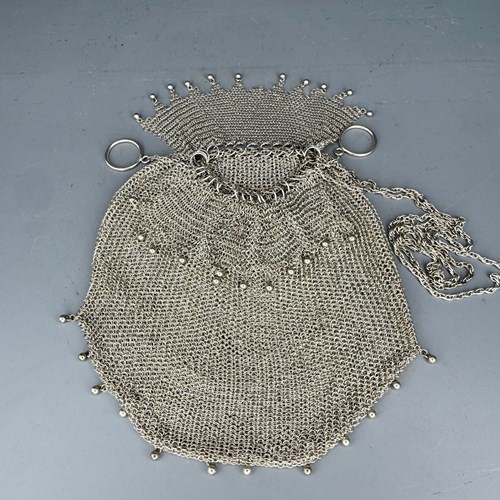 Vintage Sterling Silver Chainmail Mesh Evening Bag