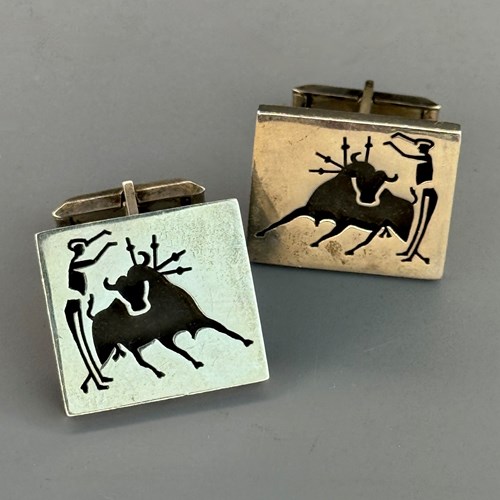 Vintage Pedro Romero Mexican Taxco Silver Cufflinks