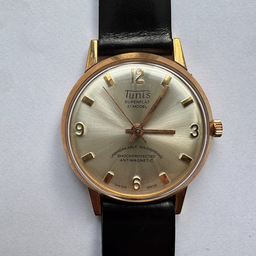 Vintage 1960S TUNIS Superflat Wristwatch, New Old Stock