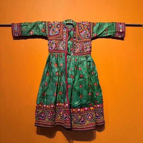 Vintage Indian Gujarati Embroidered Shisha-Work Child's Dress