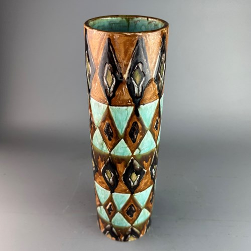 Elio Schiavon Italy Cylindrical Studio Pottery Vase 1960'S