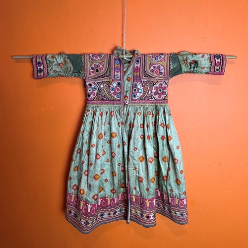 Antique Indian Gujarati Hand Embroidered Shisha-Work Child's Dress