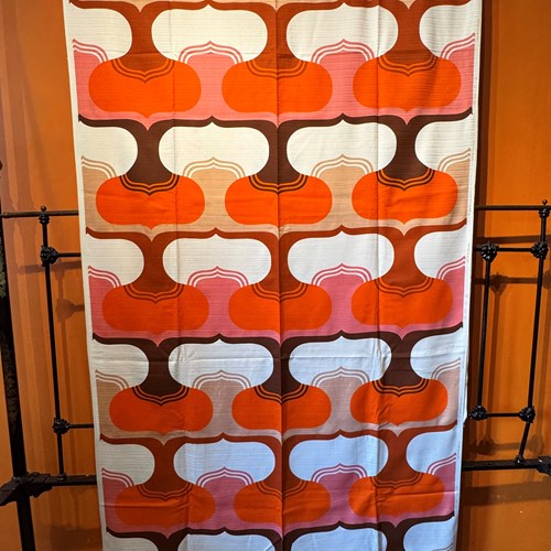 1970S Orange & Brown Furnishing Fabric, 3.46 Metres, Unused