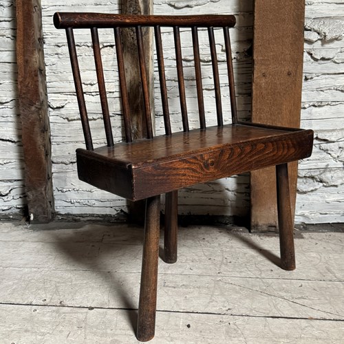 Child's Vintage Country Oak Stickback Settle