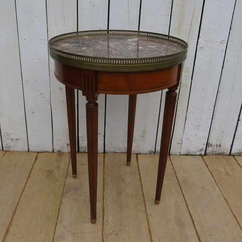 Marble Top & Walnut Side Table