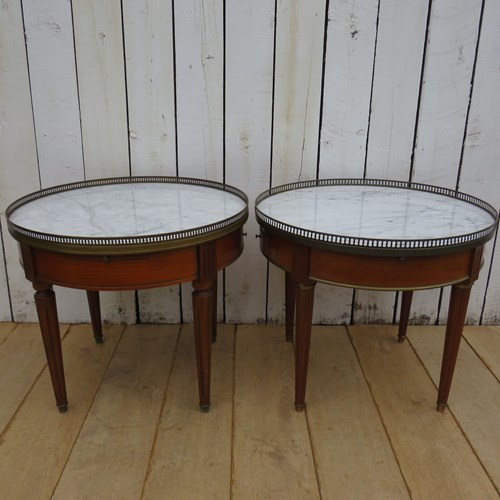 Near Pair Of French Marble Top Side Tables