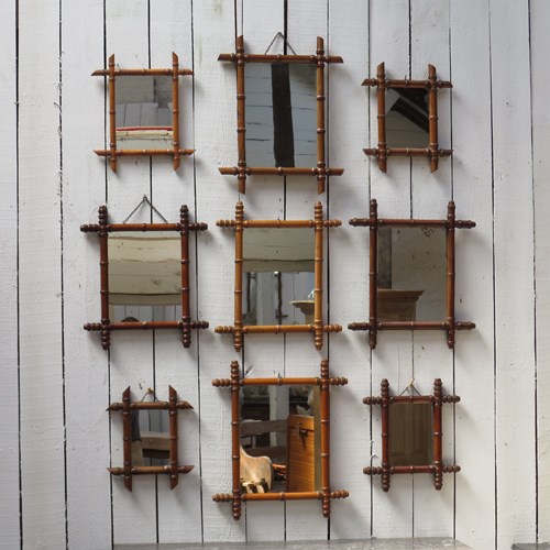 Set Of Nine Antique Faux Bamboo Mirrors