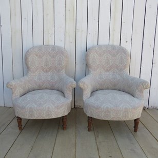 Pair Of Antique Napoleon III Armcha...