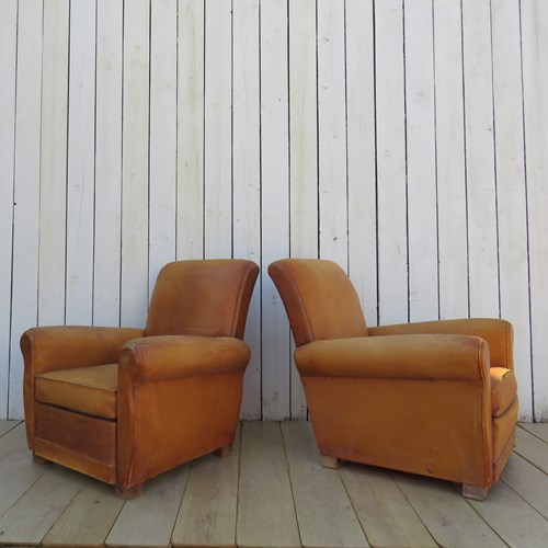 Pair Of 1940S French Leather Club Chairs