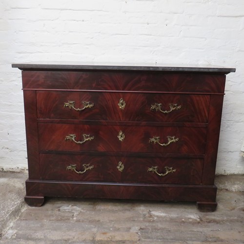 Antique Mahogany Marble Top Chest Of Drawers