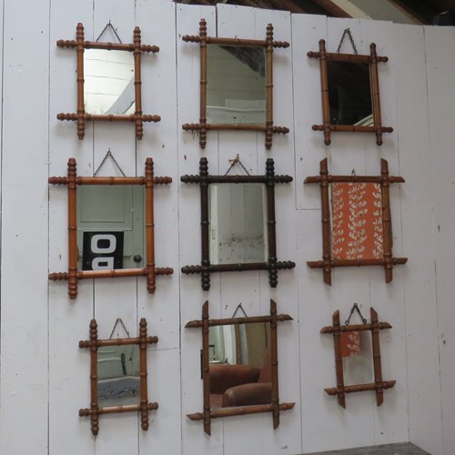 Set Of Nine Faux Bamboo Mirrors
