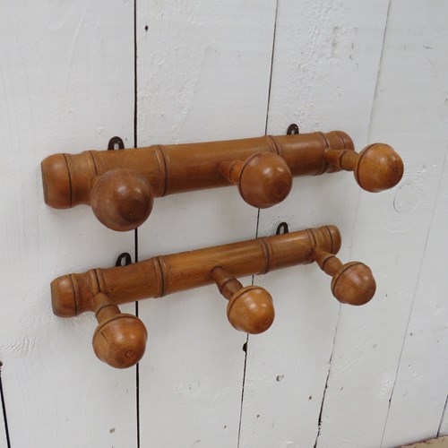 Pair Of Antique Faux Bamboo Coat Hooks
