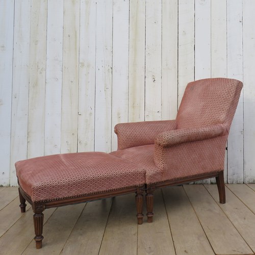 Antique French Armchair & Foot Stool