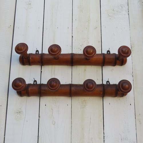 Pair Of Antique Faux Bamboo Coat Hooks