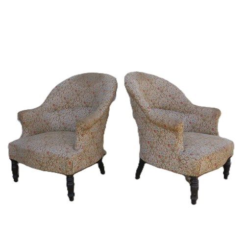 Pair Of Antique Napoleon III Tub Chairs