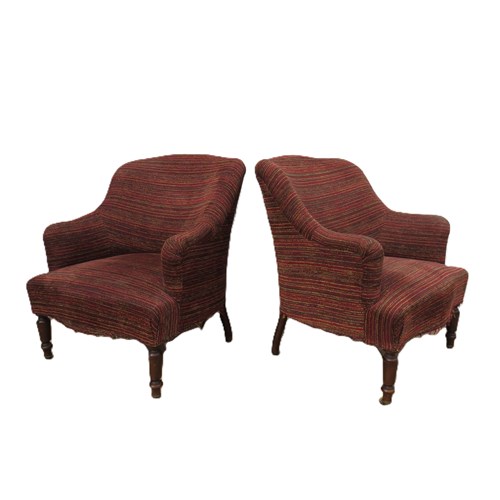 Pair Of Antique Napoleon III Tub Armchairs