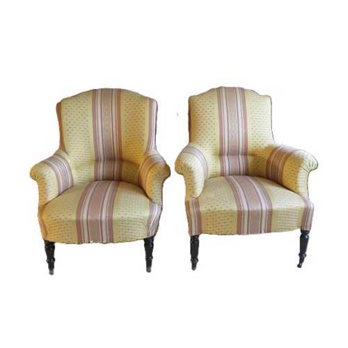 Two Antique Napoleon III Armchairs