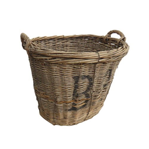 Antique Champagne Harvest Log Basket
