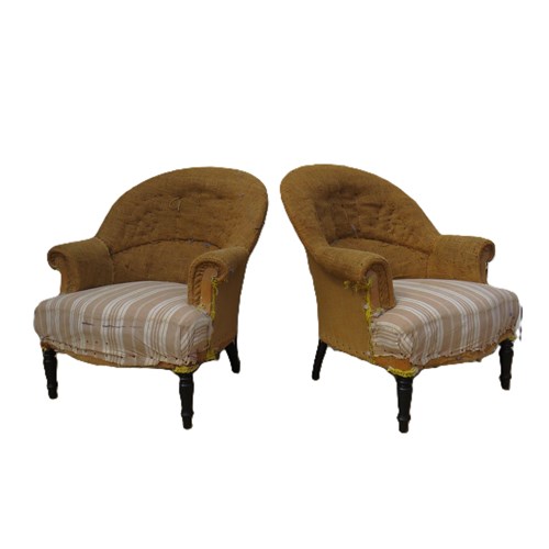 Pair Of Antique Napoleon III Tub Chairs